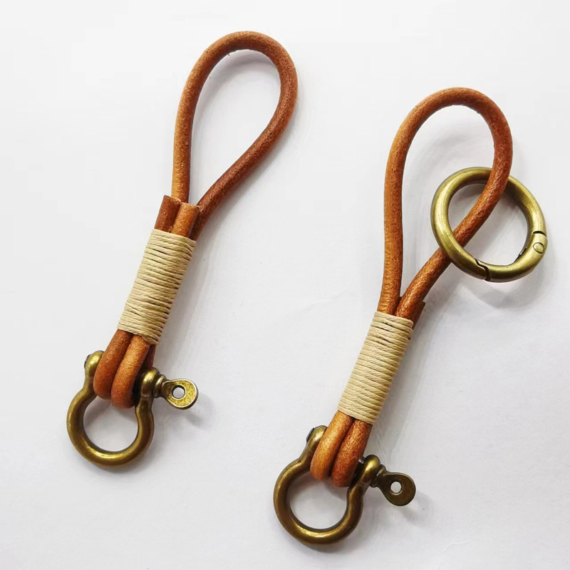 Antique Brass Hook - Leather Lanyard Hook Retro Cowhide Keychain