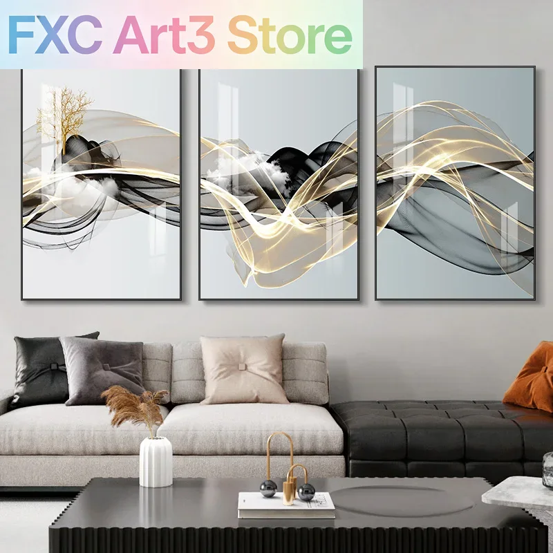 Abstract Canvas Set - 3pcs/Set frameless 3 Nordic Luxury Ribbon