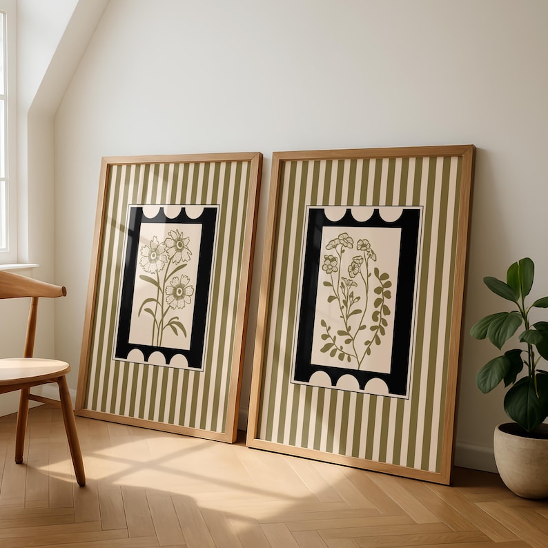 Abstract Canvas Set - 2pcs/set Bohemian Style Plant Art Canvas