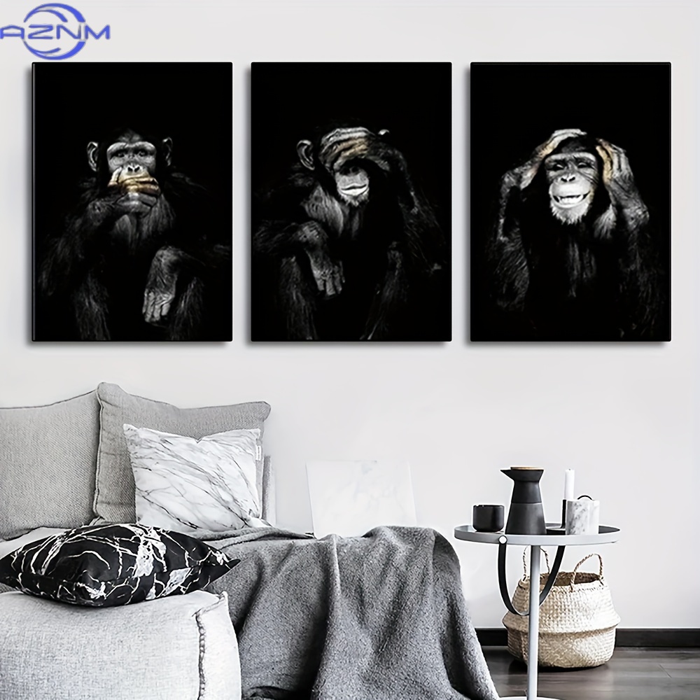 Abstract Canvas Set - 3pcs/set Big Size Unframed Retro Black