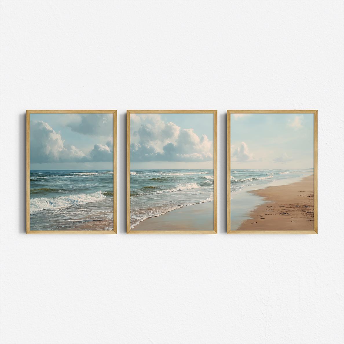 Set of 3 Ocean Beach Triptych  - Abstract Canvas Set 评论和价格