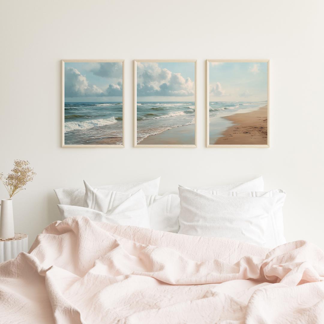 Set of 3 Ocean Beach Triptych  - Abstract Canvas Set 评论和价格