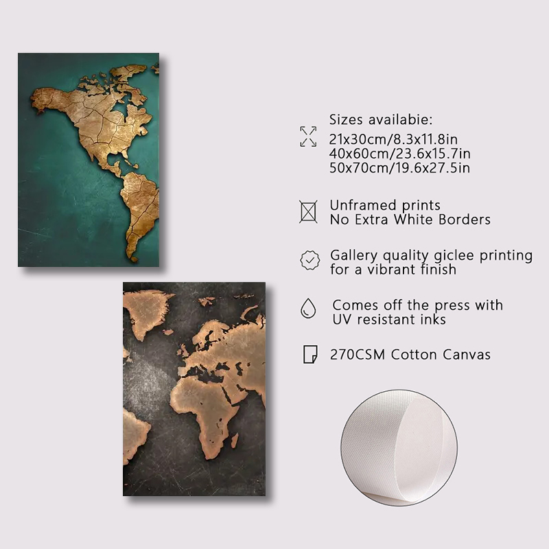 Retro World Map 3pcs/set Canva - Abstract Canvas Set 评论和价格