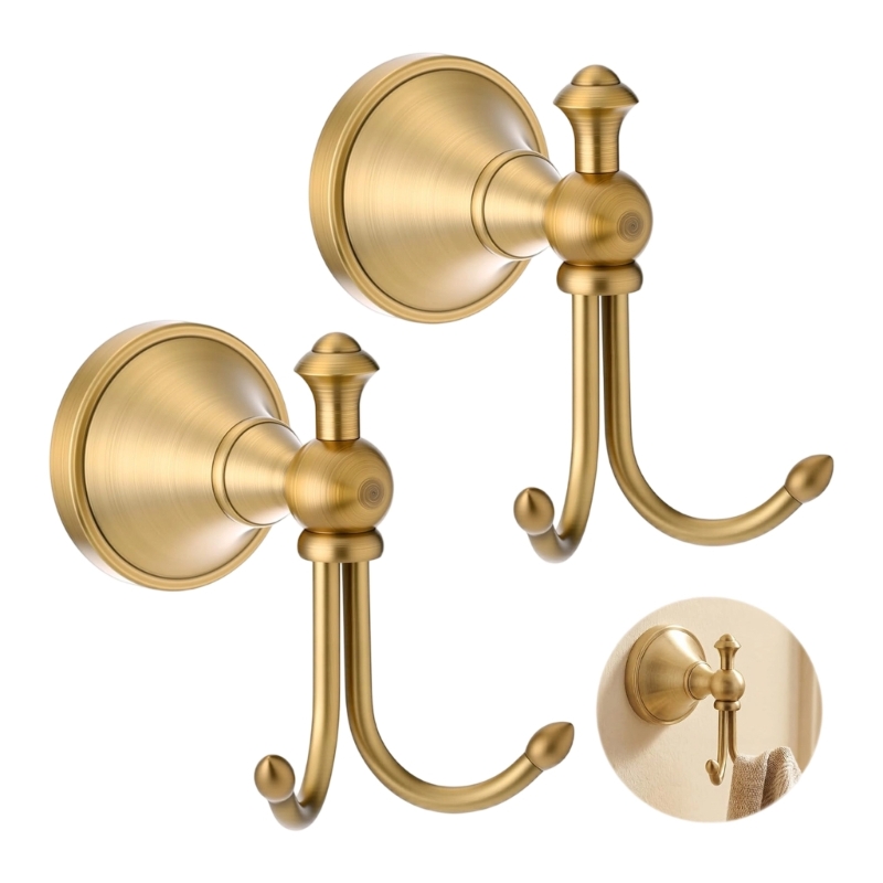 2Pcs Wall Mount Robe Hook with - Antique Brass Hook 评论和价格