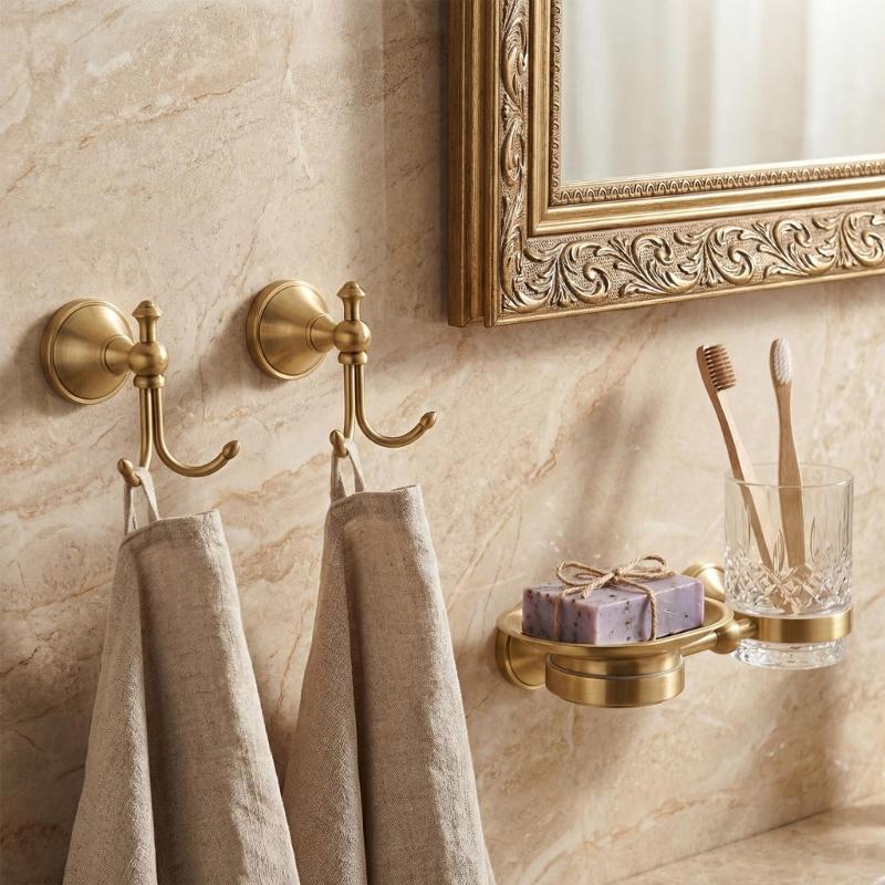2Pcs Wall Mount Robe Hook with - Antique Brass Hook 评论和价格