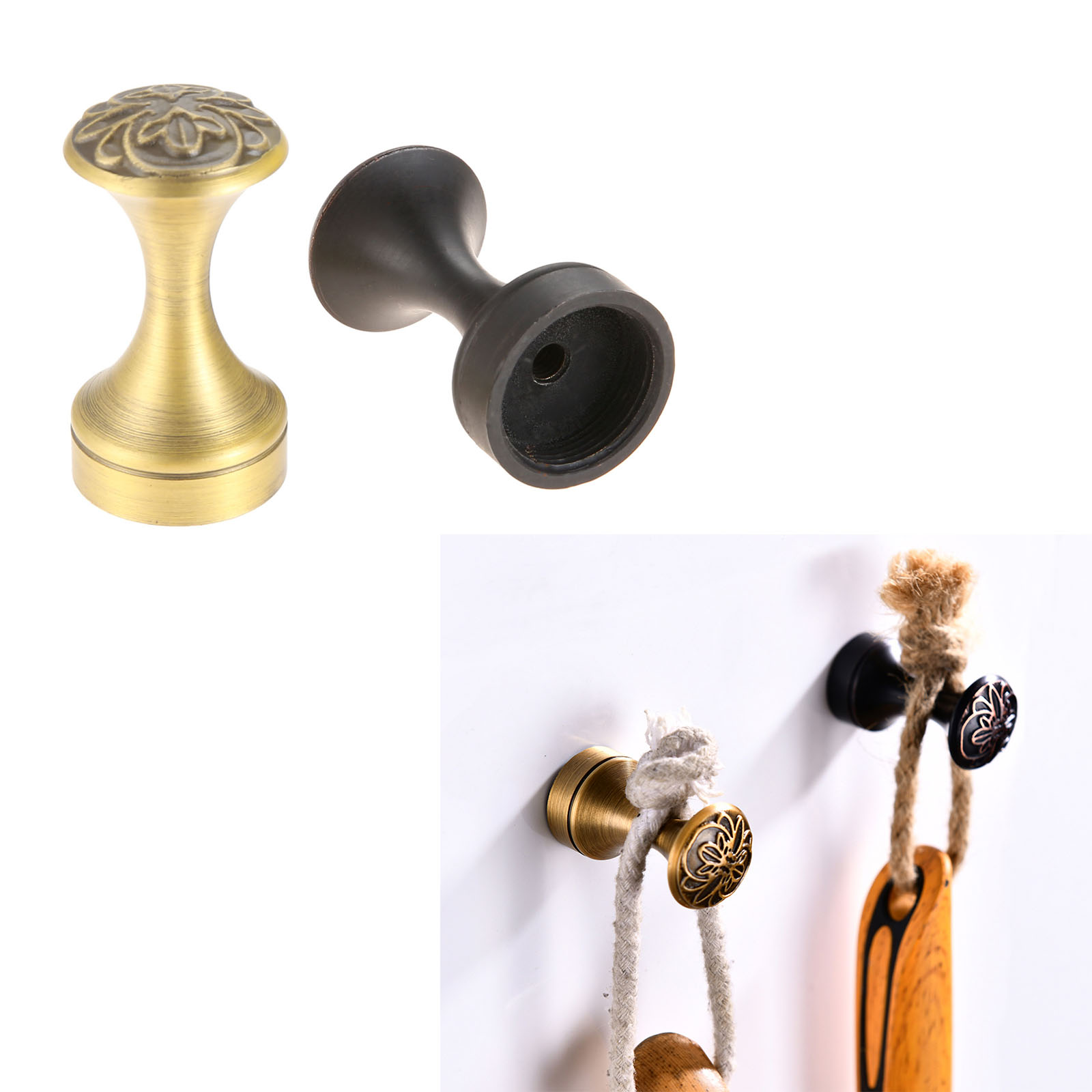 1pc Vintage Wall Mounted Hook  - Antique Brass Hook 评论和价格