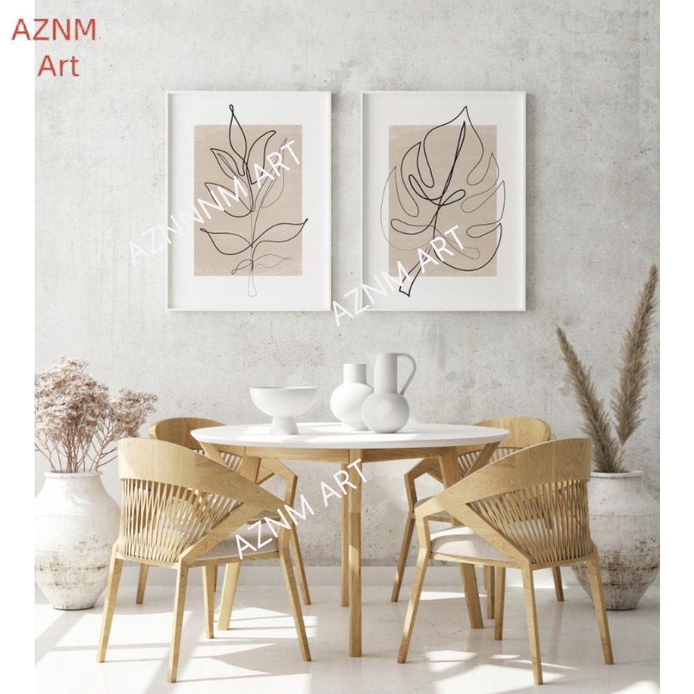 1/2Pcs Botanical Line Art Prin - Abstract Canvas Set 评论和价格
