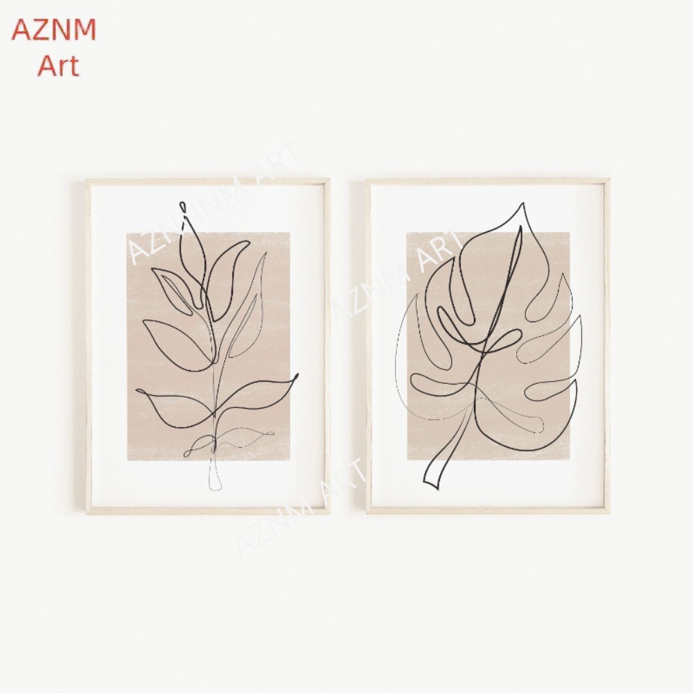 1/2Pcs Botanical Line Art Prin - Abstract Canvas Set 评论和价格