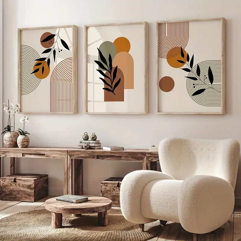 3pcs Bohemian-style Plant Geom - Abstract Canvas Set 评论和价格