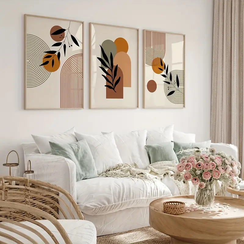 3pcs Bohemian-style Plant Geom - Abstract Canvas Set 评论和价格