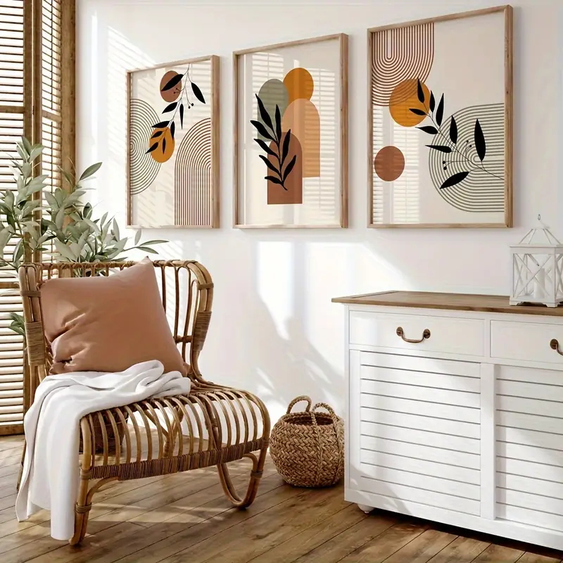 3pcs Bohemian-style Plant Geom - Abstract Canvas Set 评论和价格