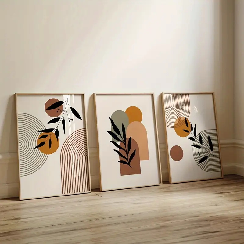 3pcs Bohemian-style Plant Geom - Abstract Canvas Set 评论和价格